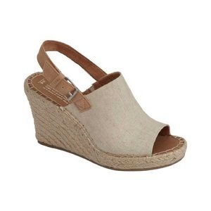 Toms Monica Natural Sling Back Peer Toe Wedges